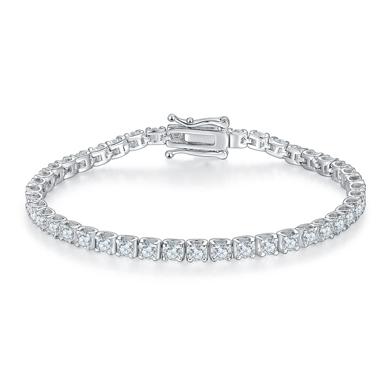 Moissanite Classical Ox Head Four Prongs Tennis Chain 18K Plated Platinum Bracelets for Women