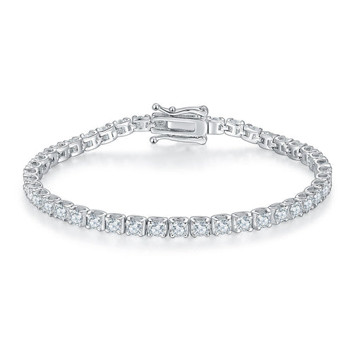 Moissanite Classical Ox Head Four Prongs Tennis Chain 18K Plated Platinum Bracelets for Women