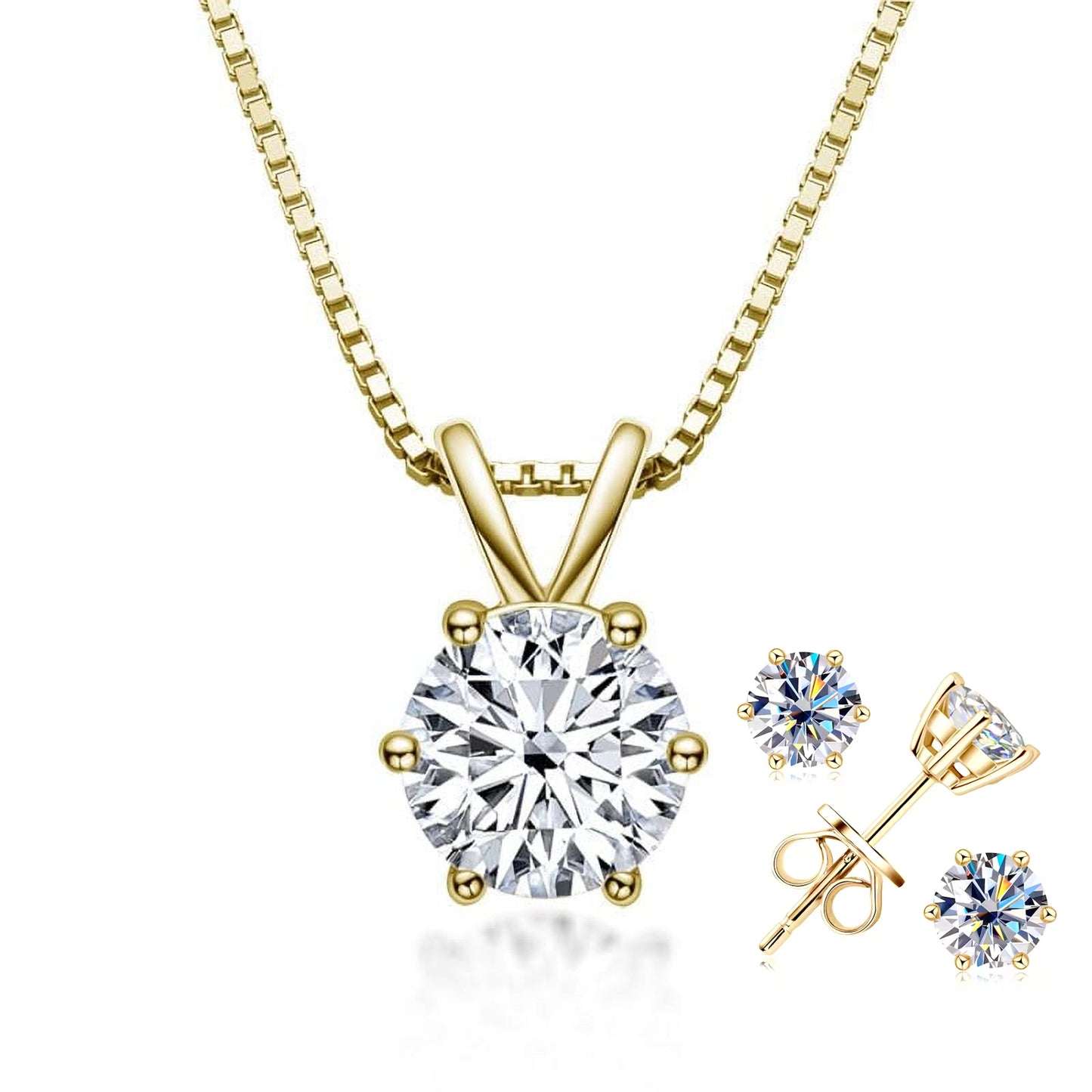 Luxury Solitaire Round Moissanite Necklace (FREE Earrings included)