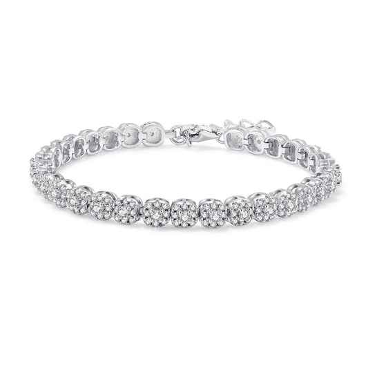 Sterling Silver Round Cut 3.5CT Moissanite Bracelet for Women