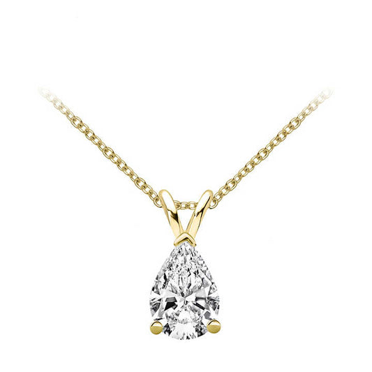 Teardrop 1.5CT Pear-Cut Moissanite Pendant Necklace – Gold or White Gold Plated