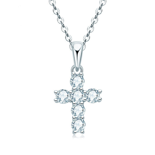 Elegant Cross Moissanite Necklace