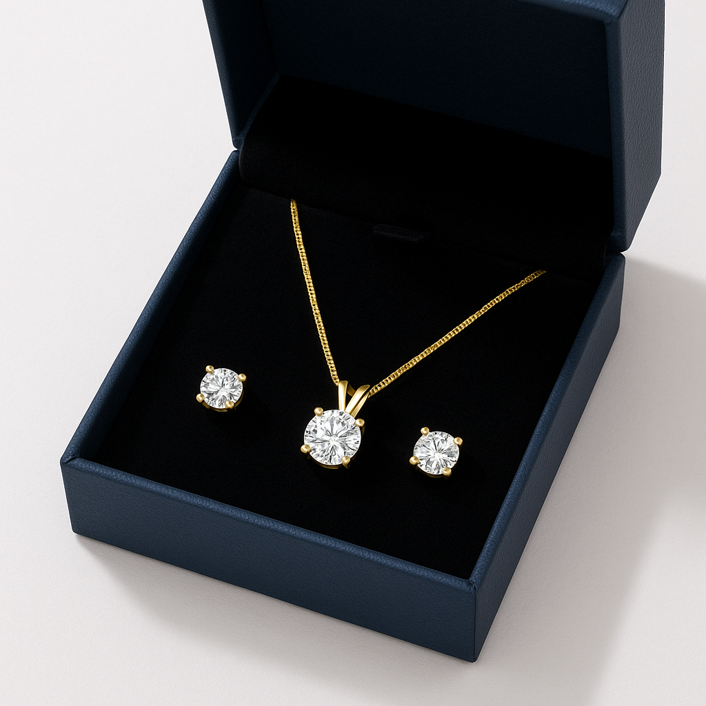 Luxury Solitaire Moissanite Necklace (FREE Earrings included)