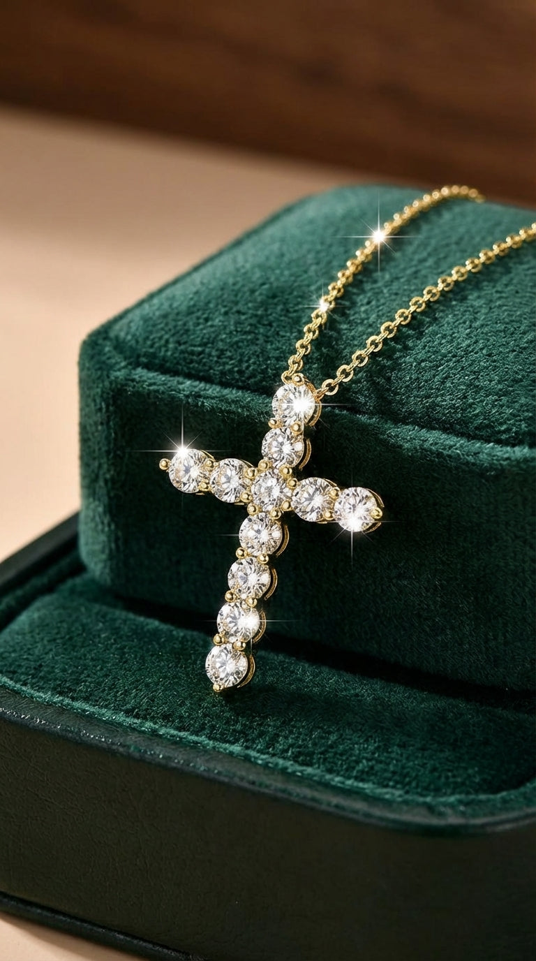 Elegant VVS Moissanite Cross Necklace