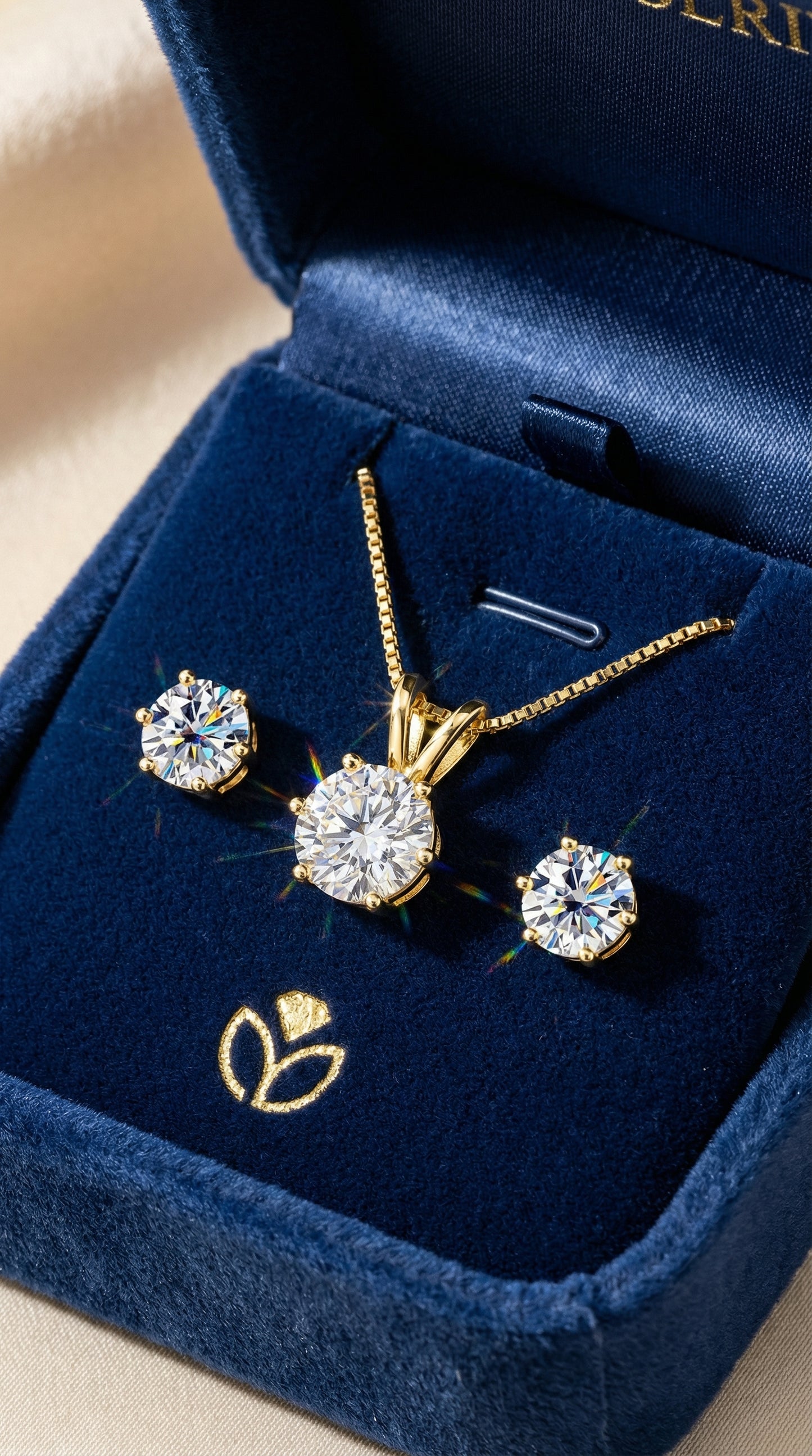Luxury Solitaire Moissanite Necklace Set