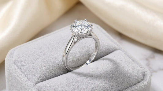 2 Carat Moissanite Engagement Ring - 8mm Round Cut