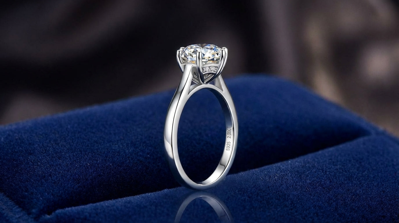 2 Carat Moissanite Engagement Ring - 8mm Round Cut