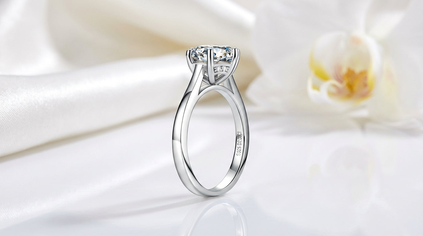 2 Carat Moissanite Engagement Ring - 8mm Round Cut