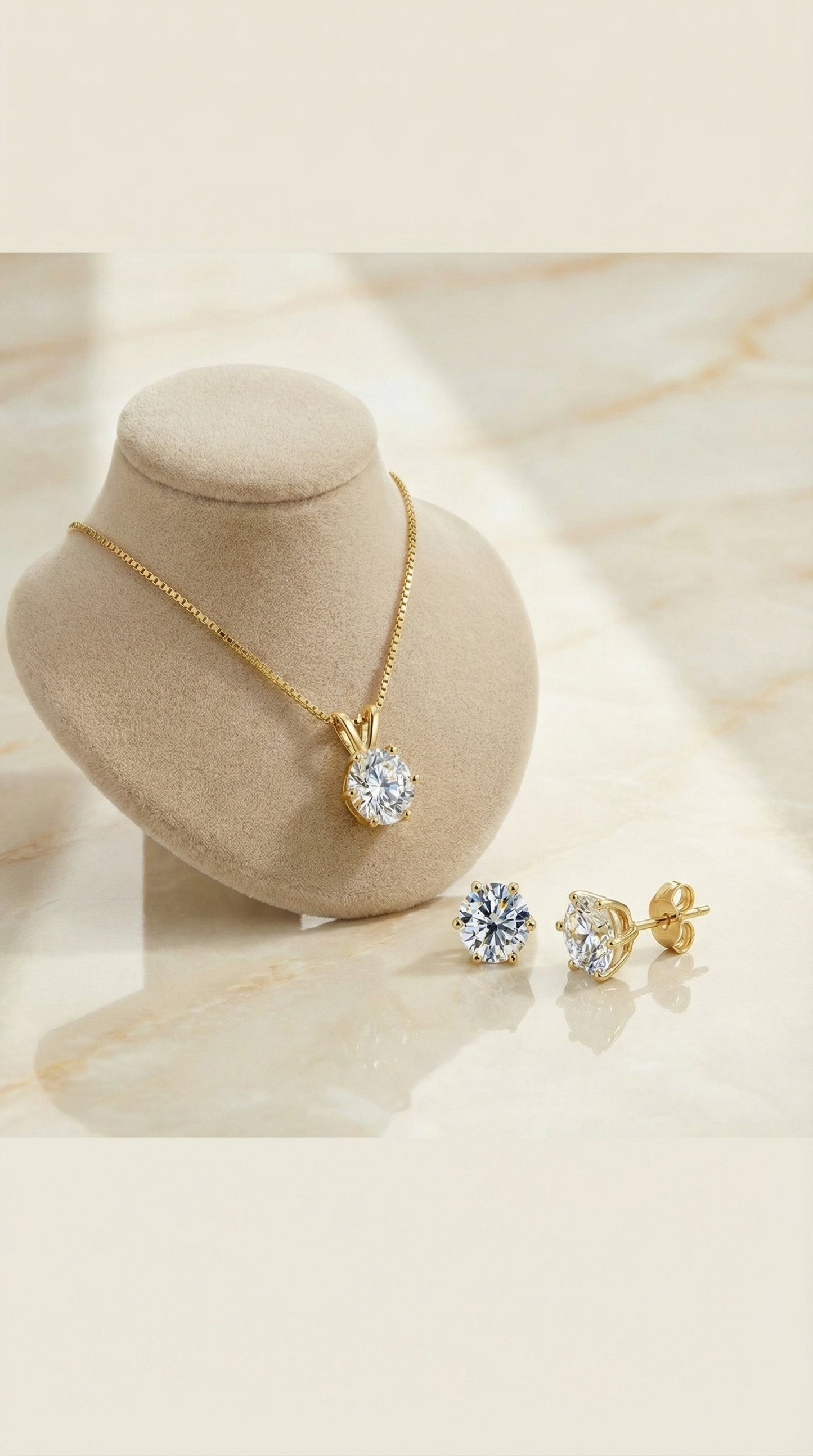 Luxury Solitaire Moissanite Necklace Set