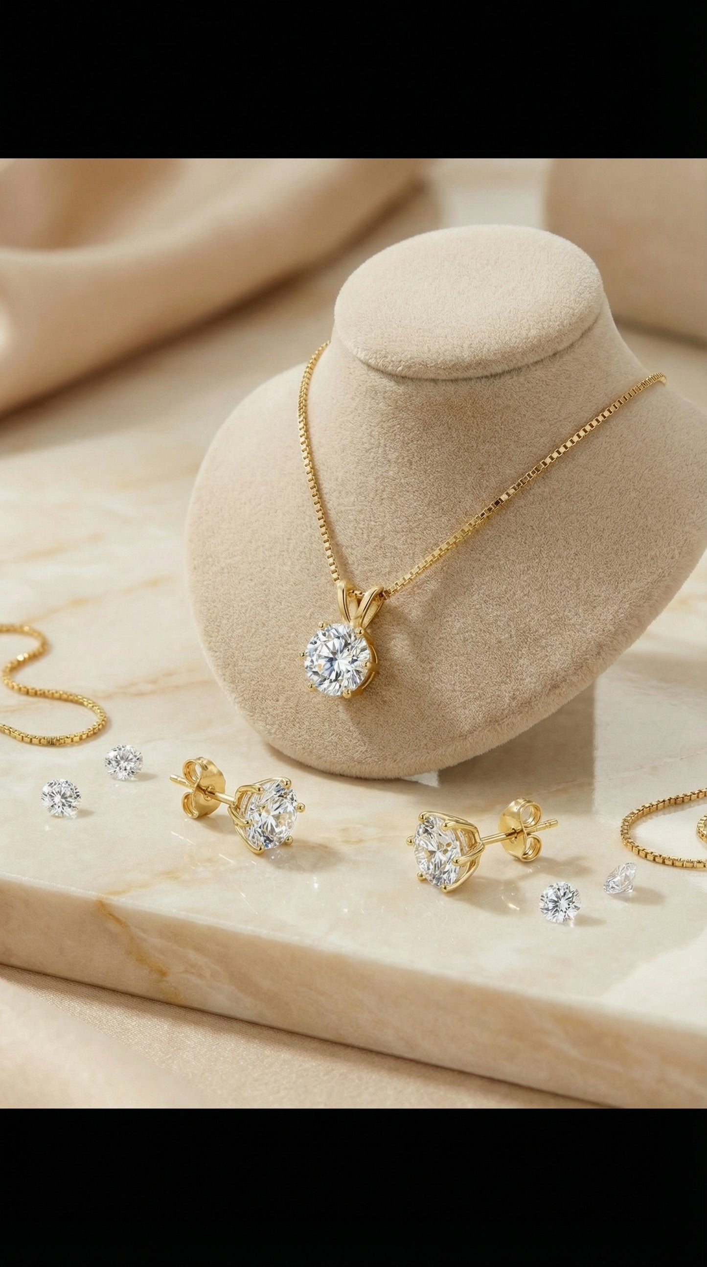 Luxury Solitaire Moissanite Necklace Set