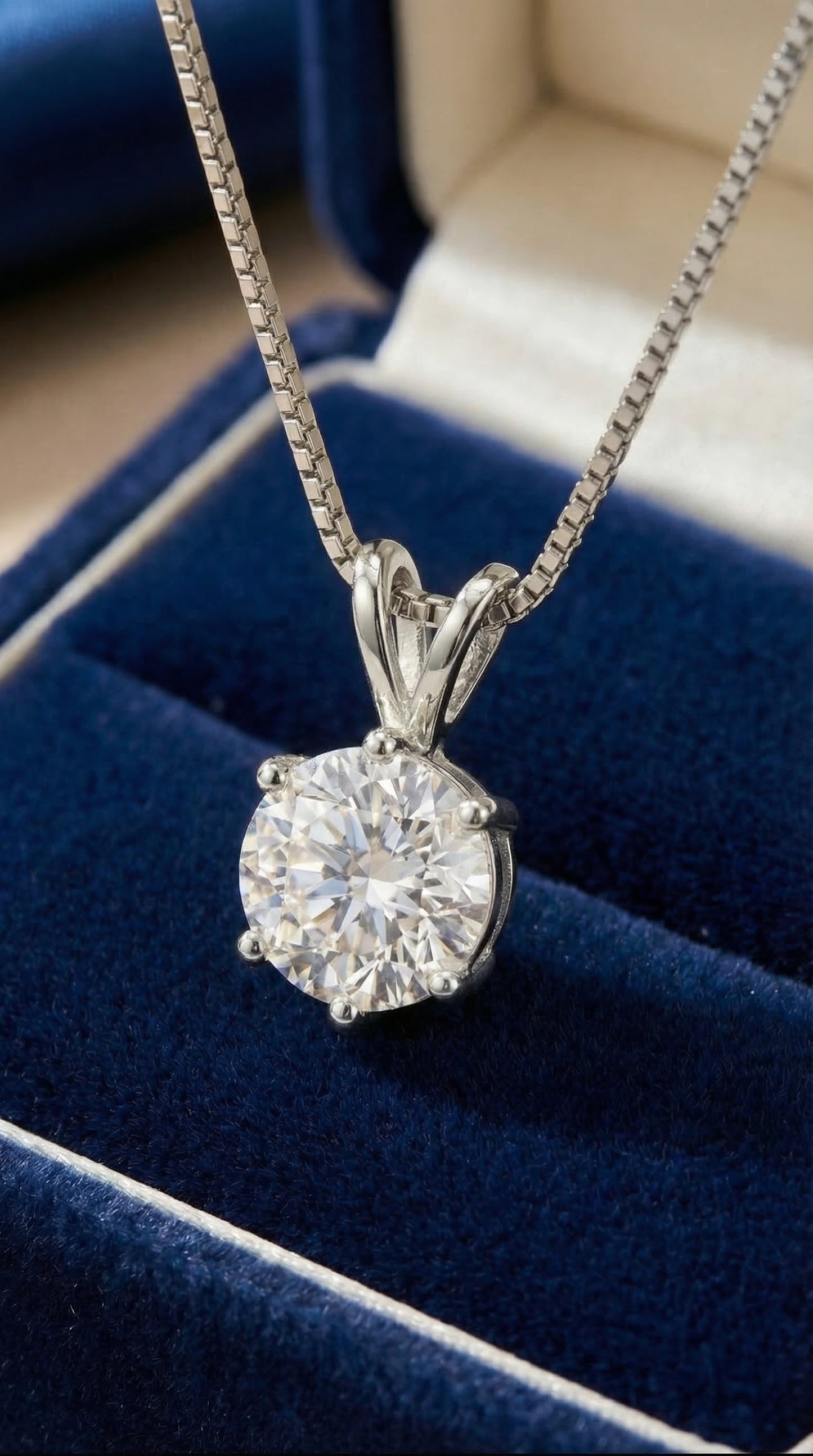 Luxury Solitaire Moissanite Necklace Set
