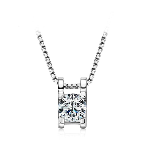 Classic Round Cut Moissanite Pendant Necklace (Plus FREE Earrings Set)