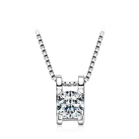 Classic Round Cut Moissanite Pendant Necklace (Plus FREE Earrings Set)