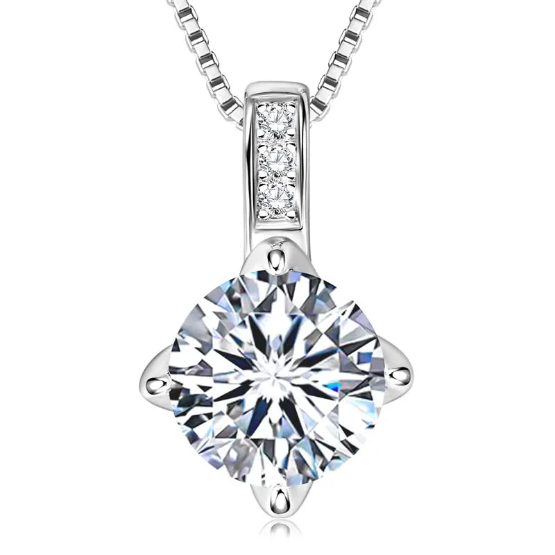 Classic Box Chain Moissanite Pendant Necklace – 6.5mm, 8mm, or 9mm Round VVS1 Moissanite