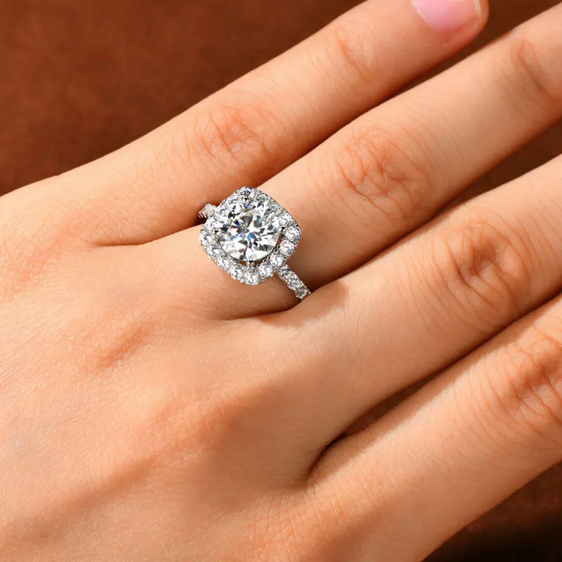 Luxury Moissanite 2 ct Cushion Ring For wedding, anniversary & engagement