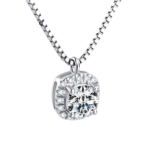 Classic Engagement Moissanite Pendant Necklace – 0.5 Carat Round Brilliant-Cut Stone