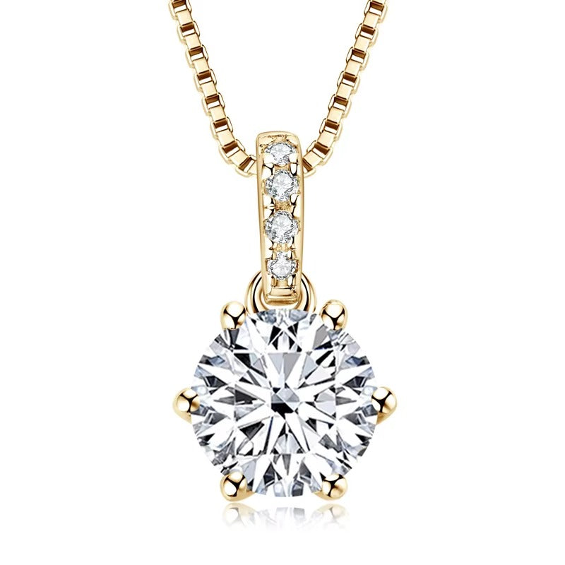 Elegant 14K Gold-Plated Moissanite Pendant Necklace