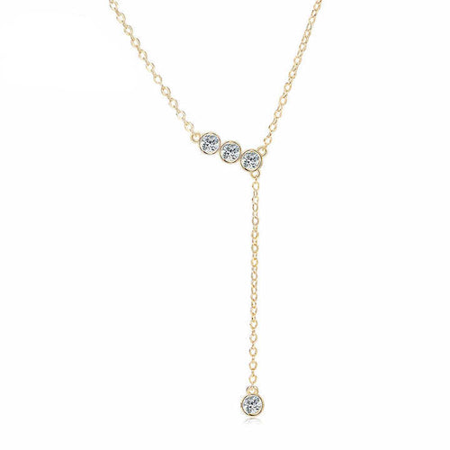 Elegant Moissanite Y Lariat Necklace – 0.1ct Round Cut