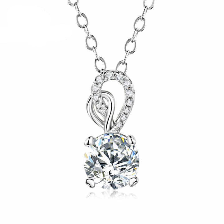 Bridal Wedding Moissanite Pendant Necklace – 1.0ct Round Cut, GRA Certified