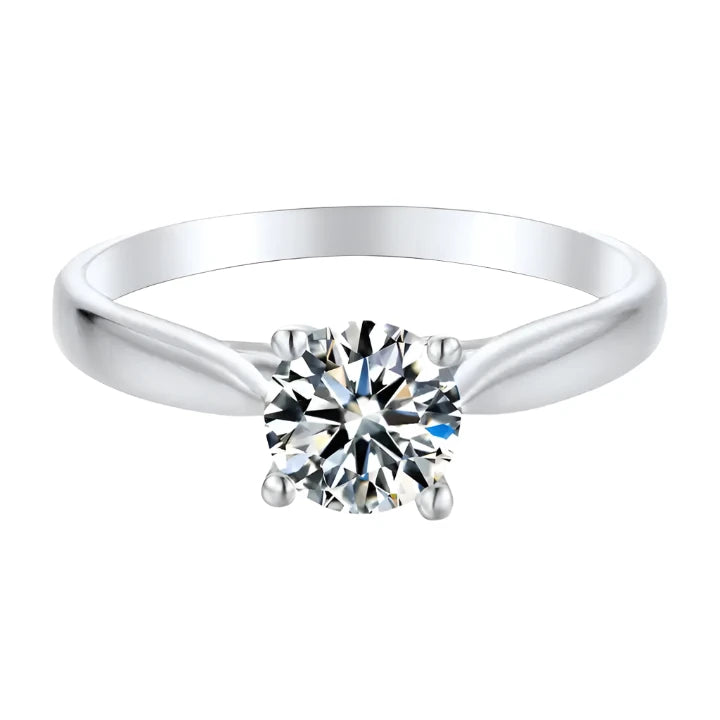 0.5 Carat Moissanite Classic Engagement Ring - 5mm Round Cut Solitaire