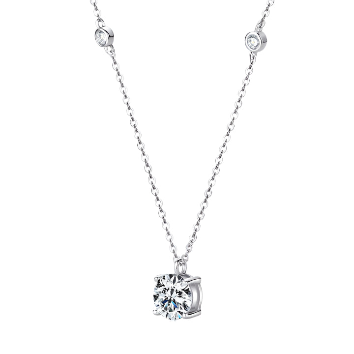 Moissanite Cross Pendant Necklace – 8mm Round Brilliant-Cut Stones