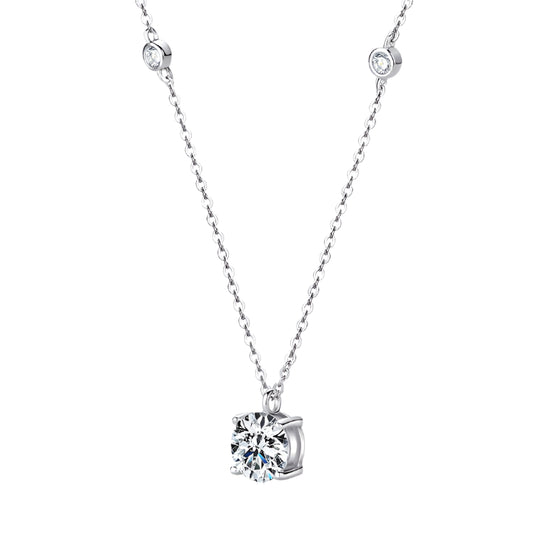 Moissanite Cross Pendant Necklace – 8mm Round Brilliant-Cut Stones