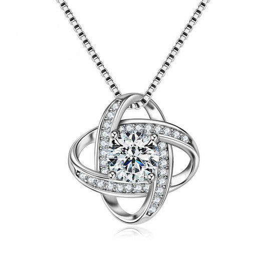 Valentine's Day Moissanite Clover Heart Pendant Necklace