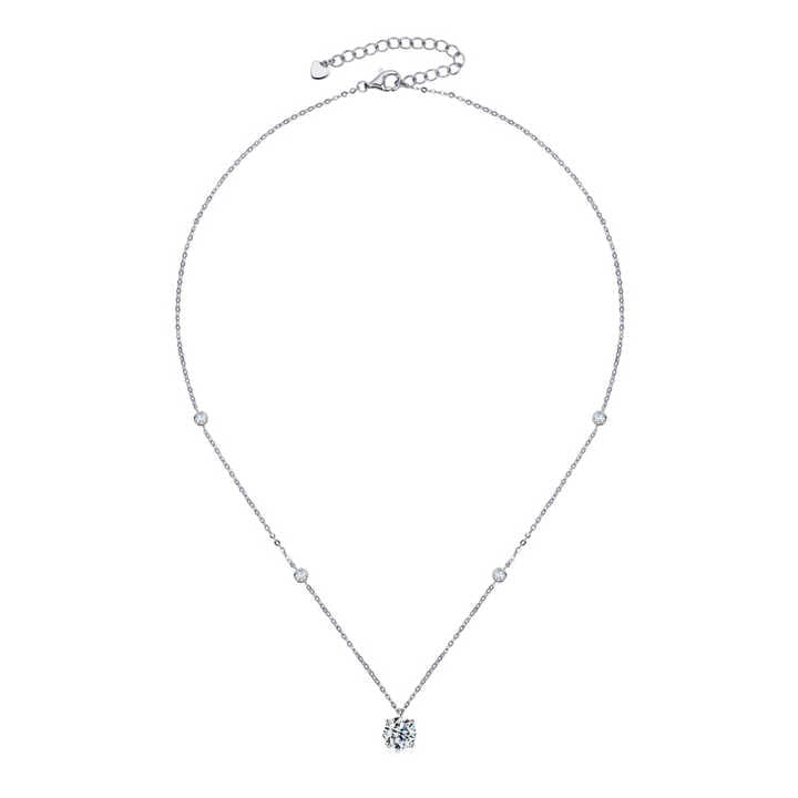 Moissanite Cross Pendant Necklace – 8mm Round Brilliant-Cut Stones