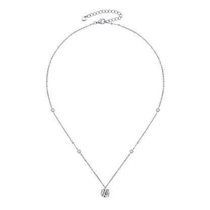 Moissanite Cross Pendant Necklace – 8mm Round Brilliant-Cut Stones