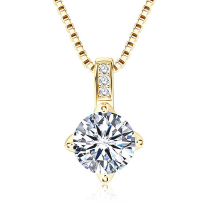 Classic Box Chain Moissanite Pendant Necklace – 6.5mm, 8mm, or 9mm Round VVS1 Moissanite