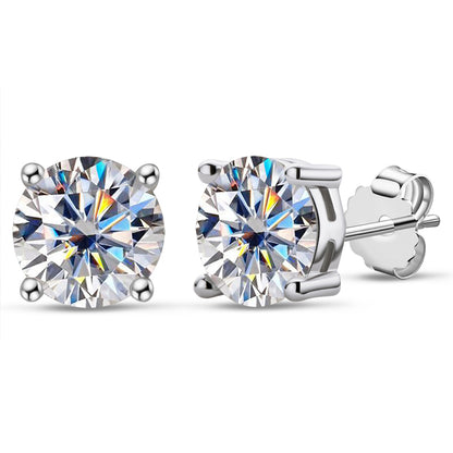 Moissanite Stud Round Brilliant Cut Earrings