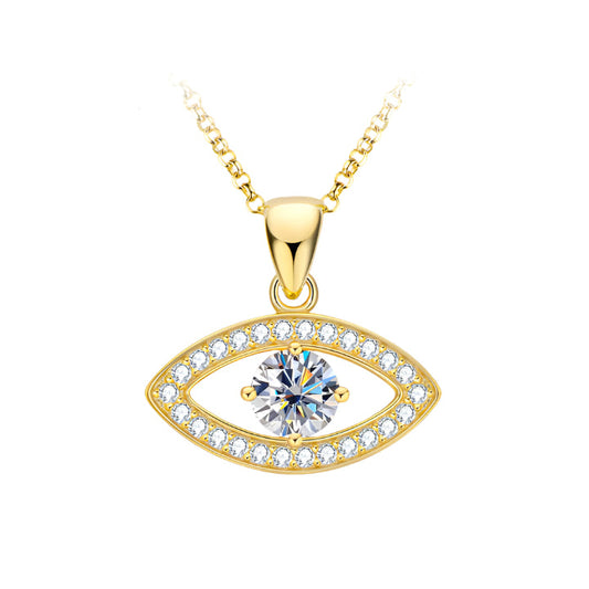 Moissanite Eye Pendant Necklace with 1.0 Carat Round Brilliant-Cut Stone