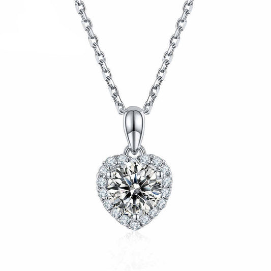 Heart Pendant Necklace with 1.0ct Moissanite – Romantic Wedding Gift