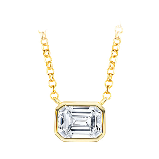 Moissanite Emerald Cut Pendant Necklace with 1.0 Carat D Color Stone