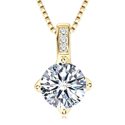 Classic Box Chain Moissanite Pendant Necklace – 6.5mm, 8mm, or 9mm Round VVS1 Moissanite