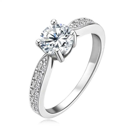 Real Moissanite Wedding Ring - 1.0 Carat 6.5mm Round Cut