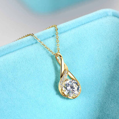 8mm 2.0ct Round Moissanite Pendant Necklace – White Gold Plated