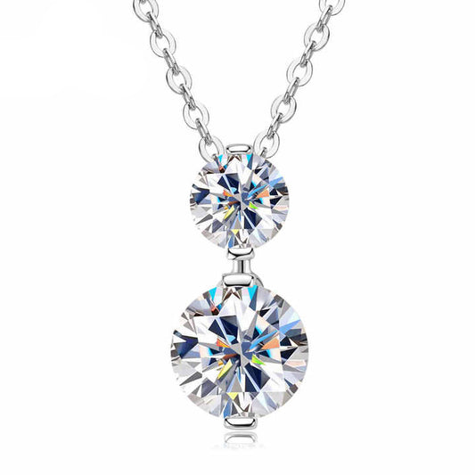 Two-Stone Moissanite Pendant Necklace – 1.70ct Total, GRA Certified