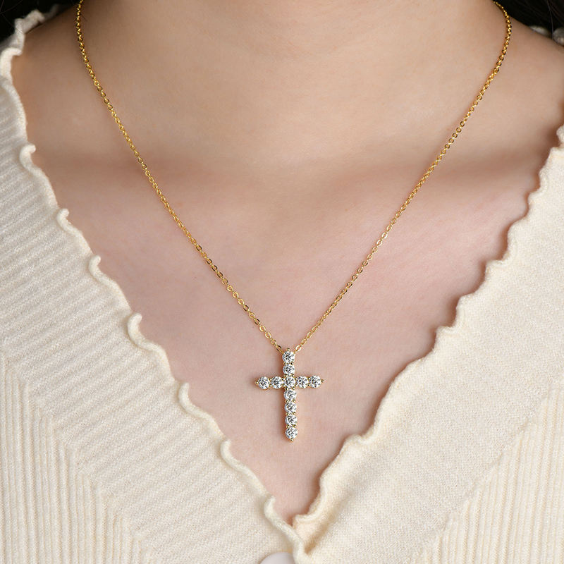 Elegant VVS Moissanite Cross Necklace