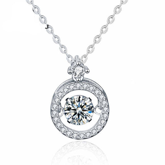 Moissanite Dancing Pendant Necklace – 0.5 Carat Round Brilliant-Cut Stone