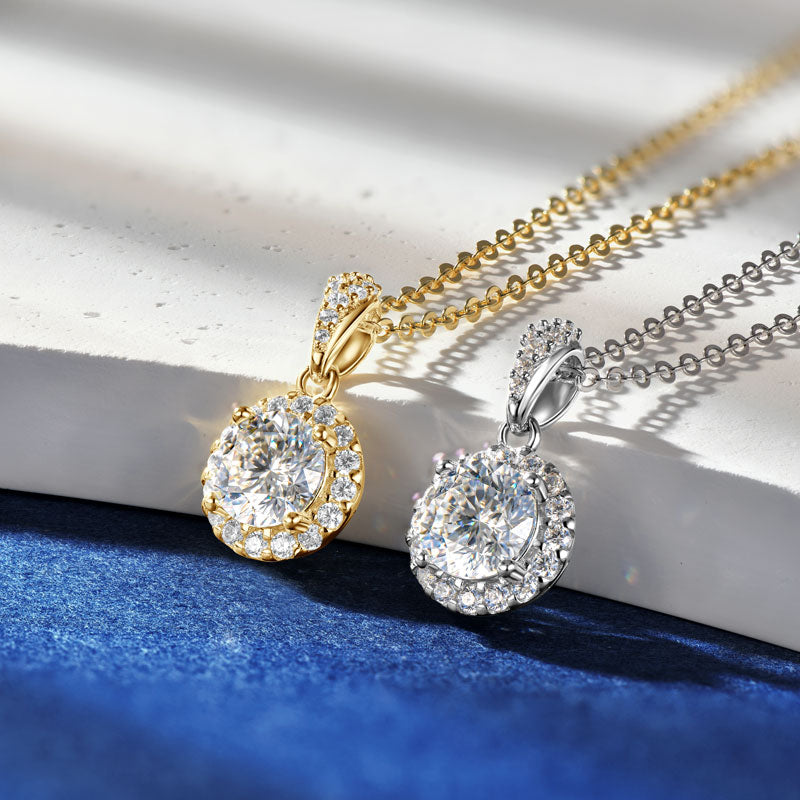 Halo Moissanite Elegant Necklace Gift Set
