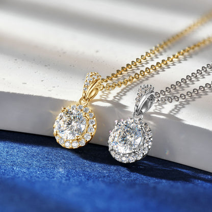 Halo Moissanite Elegant Necklace Gift Set