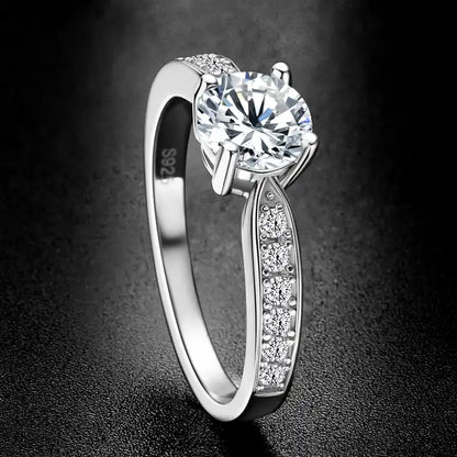 Real Moissanite Wedding Ring - 1.0 Carat 6.5mm Round Cut