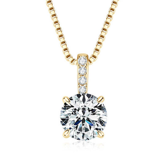 Moissanite Diamond Pendant Necklace with 1.0 Carat Round Brilliant-Cut