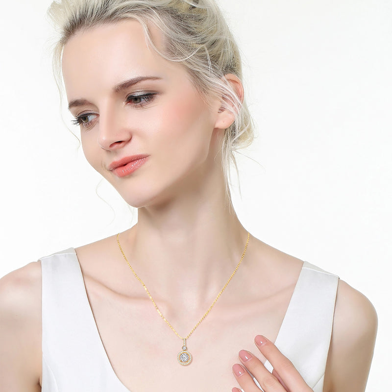 Round Luxury D Color Moissanite Pendant Necklace