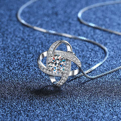 Valentine's Day Moissanite Clover Heart Pendant Necklace