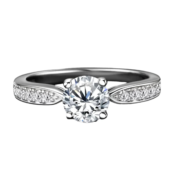 Real Moissanite Wedding Ring - 1.0 Carat 6.5mm Round Cut