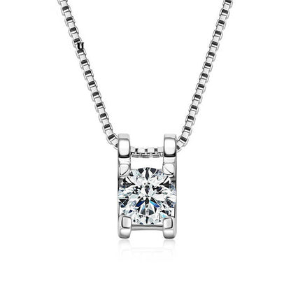 Moissanite Cross Pendant Necklace with 0.5ct Round Cut