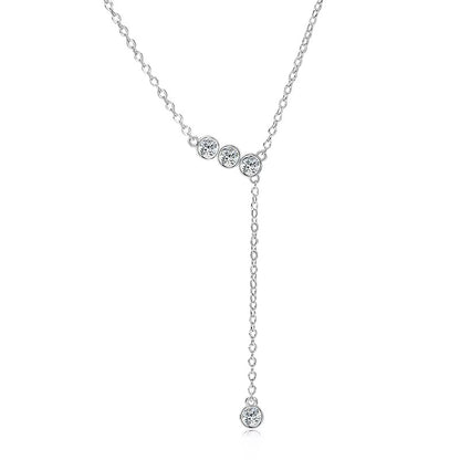 Elegant Moissanite Y Lariat Necklace – 0.1ct Round Cut