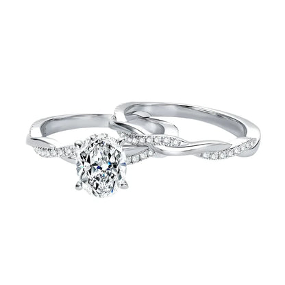 2CT Oval Moissanite Infinity Engagement Ring Set - GRA Certified